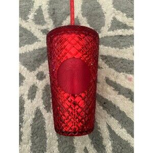 Starbucks 2021 Ruby Red Jeweled Grande 16oz Tumbler Cold Cup